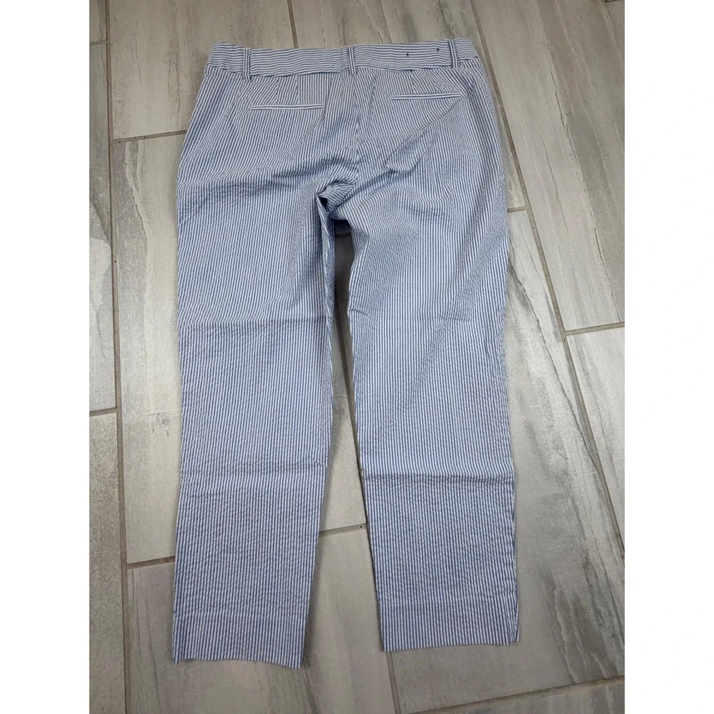 J.Crew Womens‎ Blue White Seersucker Striped Cropped Pants Size 10 F1428 Preppy